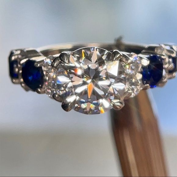 3ct+ Moissanite & Sapphire Ring - Picture 3 of 17